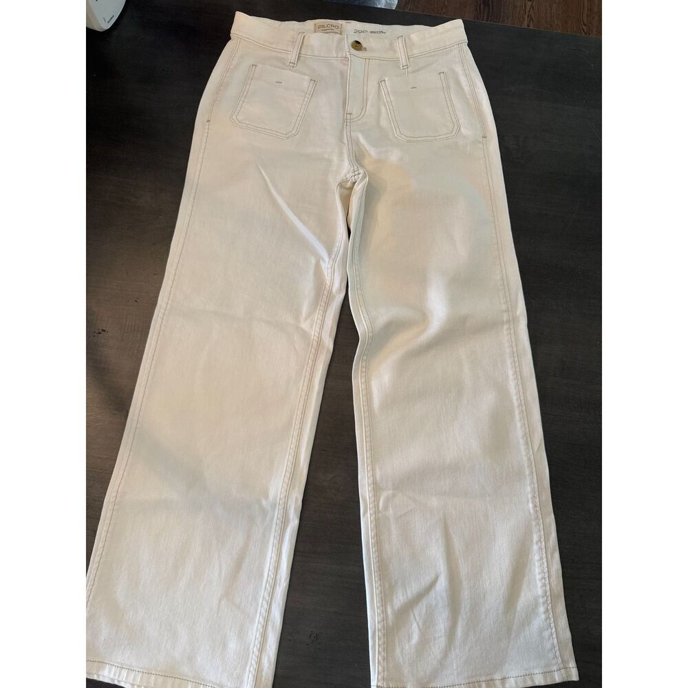 Pilcro Anthropologie White Straight Leg Jeans Size 29P High Rise Women's Denim